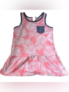 🎆🎇3for$9 Carter’s Girls tank top- pink palm print- size 5